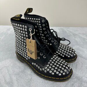 Dr Martens NWT 1460 Spike Black Silver Combat Boots Size 9 US Women's/41 EU